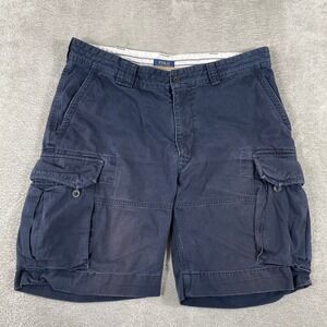 Polo Ralph Lauren Cargo Shorts Mens 38 Navy Blue Cotton Utility Pockets Baggy
